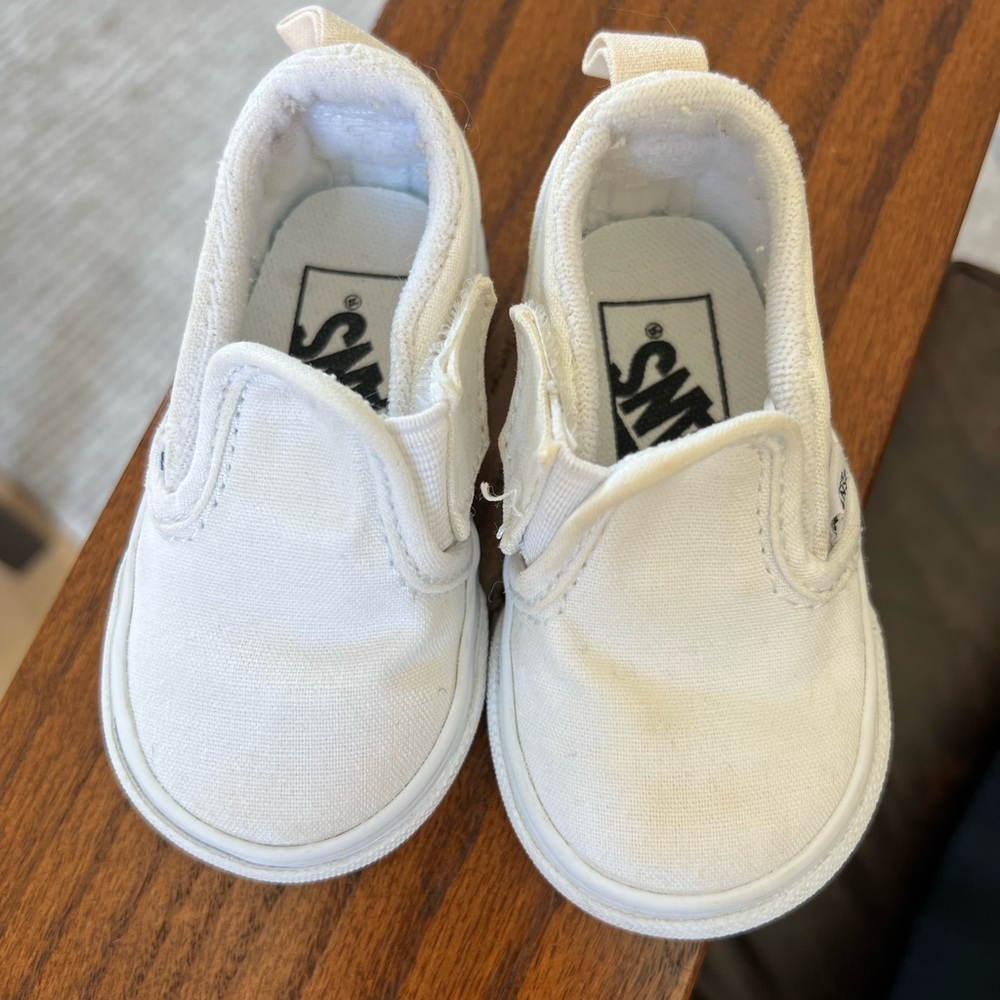 Vans Kids Classic White Slip-On Sneakers